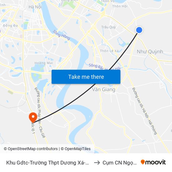 Khu Gdtc-Trường Thpt Dương Xá-Dương Xá to Cụm CN Ngọc Hồi map