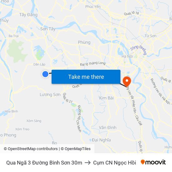 Qua Ngã 3 Đường Bình Sơn 30m to Cụm CN Ngọc Hồi map