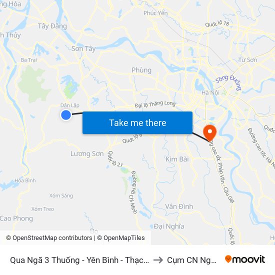 Qua Ngã 3 Thuống - Yên Bình - Thạch Thất 10m to Cụm CN Ngọc Hồi map