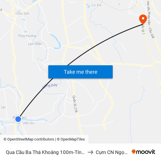 Qua Cầu Ba Thá Khoảng 100m-Tỉnh Lộ 429 to Cụm CN Ngọc Hồi map