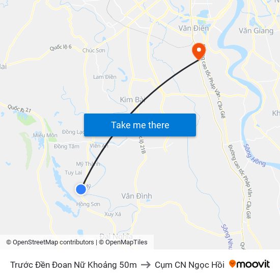 Trước Đền Đoan Nữ Khoảng 50m to Cụm CN Ngọc Hồi map