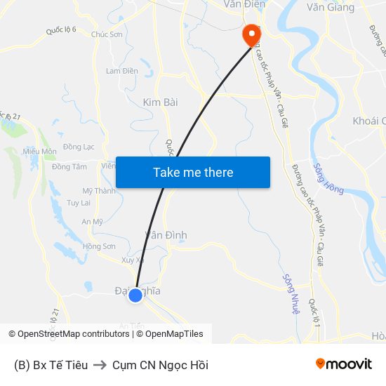 (B) Bx Tế Tiêu to Cụm CN Ngọc Hồi map