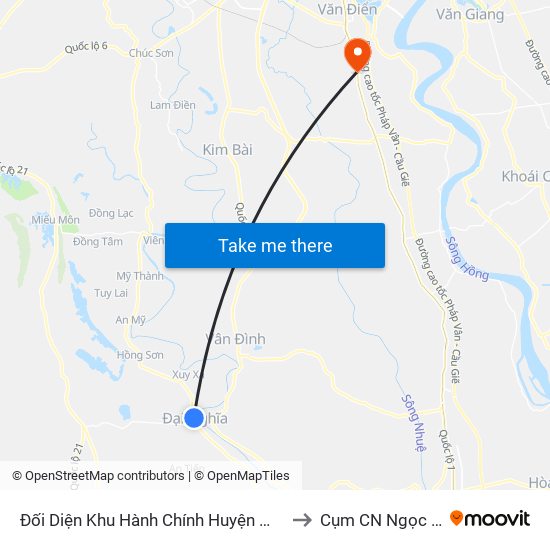 Đối Diện Khu Hành Chính Huyện Mỹ Đức to Cụm CN Ngọc Hồi map