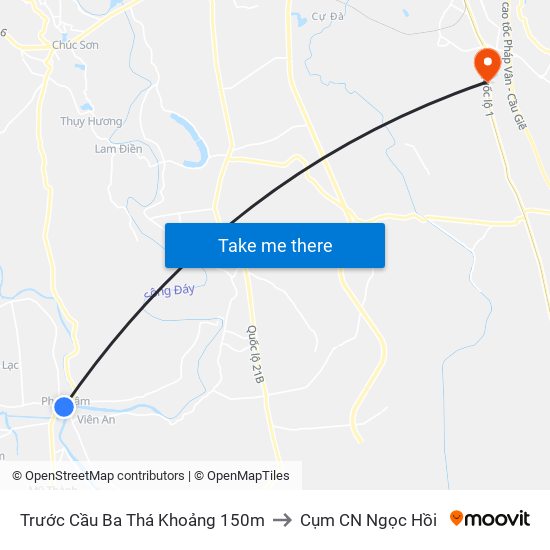 Trước Cầu Ba Thá Khoảng 150m to Cụm CN Ngọc Hồi map