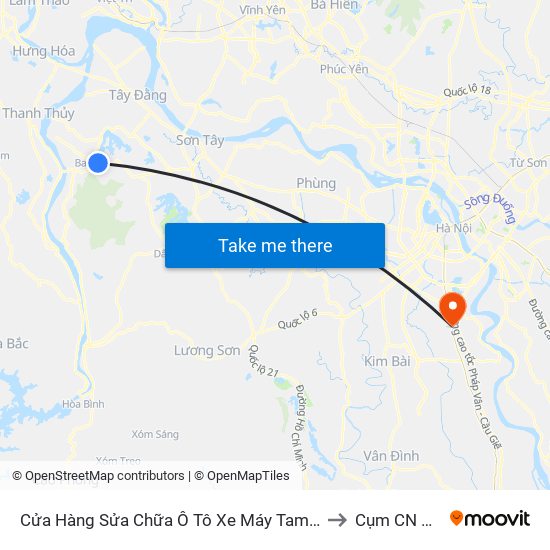 Đối Diện Cửa Hàng Café Đậm, Thôn 6, Ba Trại, Ba Vì to Cụm CN Ngọc Hồi map