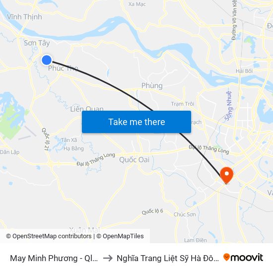 May Minh Phương - Ql32 to Nghĩa Trang Liệt Sỹ Hà Đông map