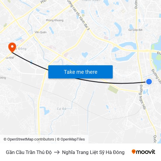 Gần Cầu Trần Thủ Độ to Nghĩa Trang Liệt Sỹ Hà Đông map