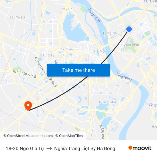 18-20 Ngô Gia Tự to Nghĩa Trang Liệt Sỹ Hà Đông map