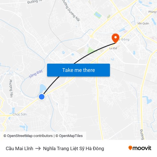 Cầu Mai Lĩnh to Nghĩa Trang Liệt Sỹ Hà Đông map