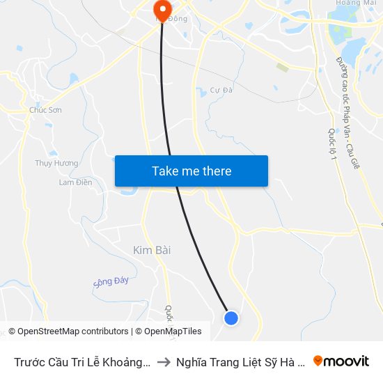 Trước Cầu Tri Lễ  Khoảng 50m to Nghĩa Trang Liệt Sỹ Hà Đông map