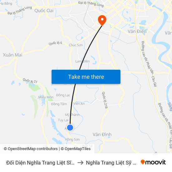 Đối Diện Nghĩa Trang Liệt Sĩ Xã An Mỹ to Nghĩa Trang Liệt Sỹ Hà Đông map