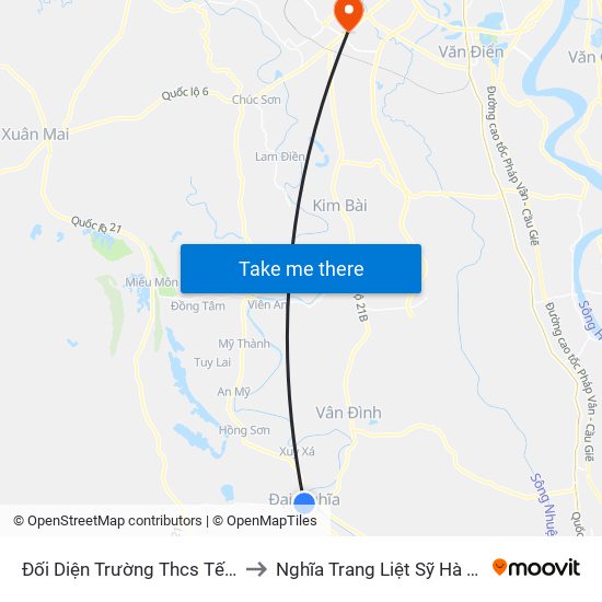 Đối Diện Trường Thcs Tế Tiêu to Nghĩa Trang Liệt Sỹ Hà Đông map