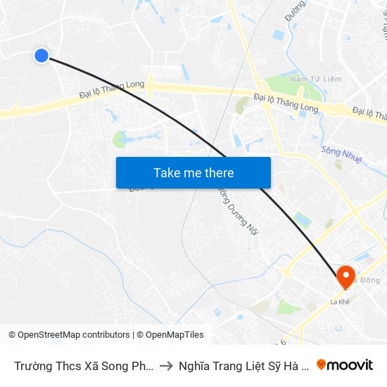 Trường Thcs Xã Song Phương to Nghĩa Trang Liệt Sỹ Hà Đông map