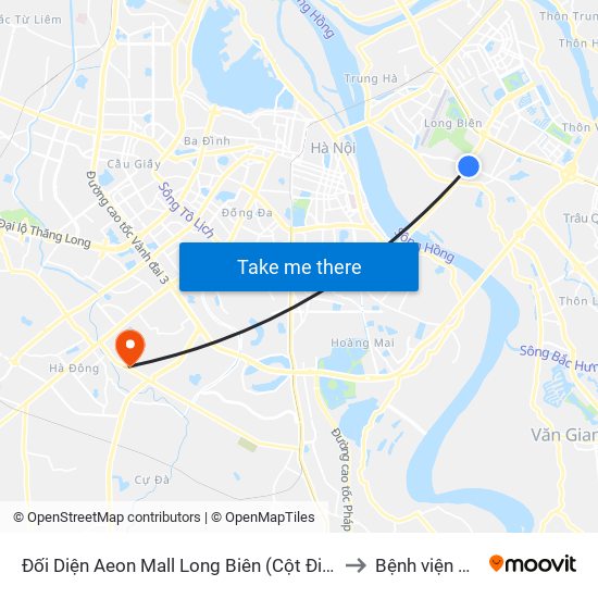Đối Diện Aeon Mall Long Biên (Cột Điện T4a/2a-B Đường Cổ Linh) to Bệnh viện Quân Y 103 map