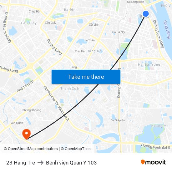 23 Hàng Tre to Bệnh viện Quân Y 103 map