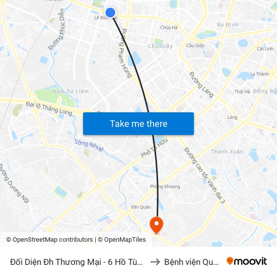 Đối Diện Đh Thương Mại - 6 Hồ Tùng Mậu (Cột Sau) to Bệnh viện Quân Y 103 map