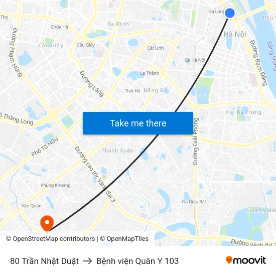 80 Trần Nhật Duật to Bệnh viện Quân Y 103 map