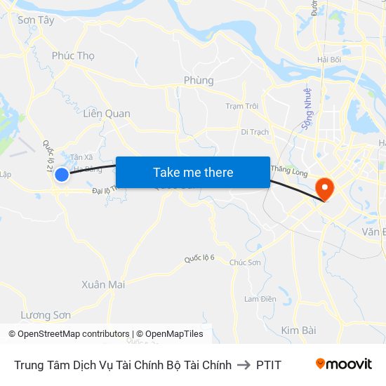 Trung Tâm Dịch Vụ Tài Chính Bộ Tài Chính to PTIT map