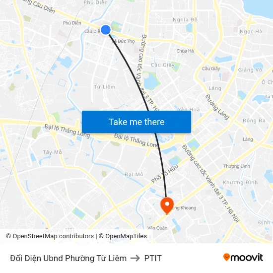 Đối Diện Ubnd Phường Từ Liêm to PTIT map