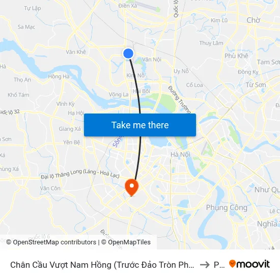 Chân Cầu Vượt Nam Hồng (Trước Đảo Tròn Phía Đông Anh 50m) - Đường 23b to PTIT map
