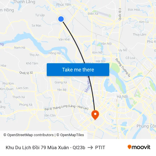 Khu Du Lịch Đồi 79 Mùa Xuân - Ql23b to PTIT map