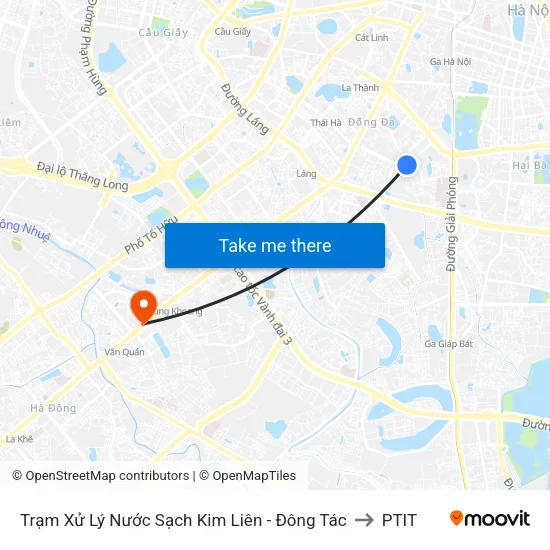 Trạm Xử Lý Nước Sạch Kim Liên - Đông Tác to PTIT map
