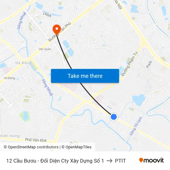 12 Cầu Bươu - Đối Diện Cty Xây Dựng Số 1 to PTIT map