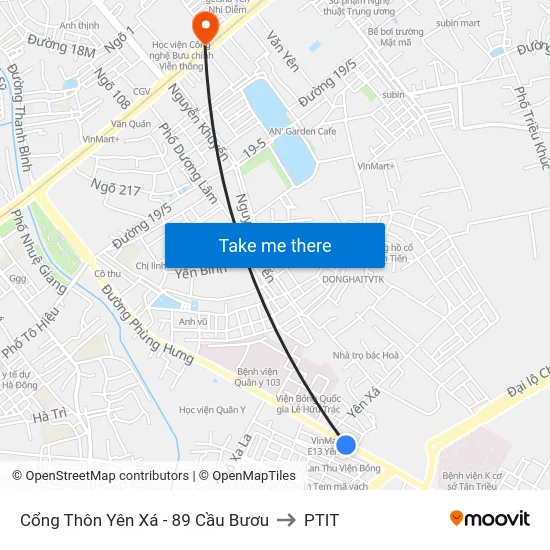 Cổng Thôn Yên Xá - 89 Cầu Bươu to PTIT map