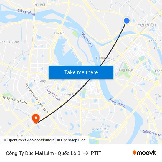 Công Ty Đúc Mai Lâm - Quốc Lộ 3 to PTIT map