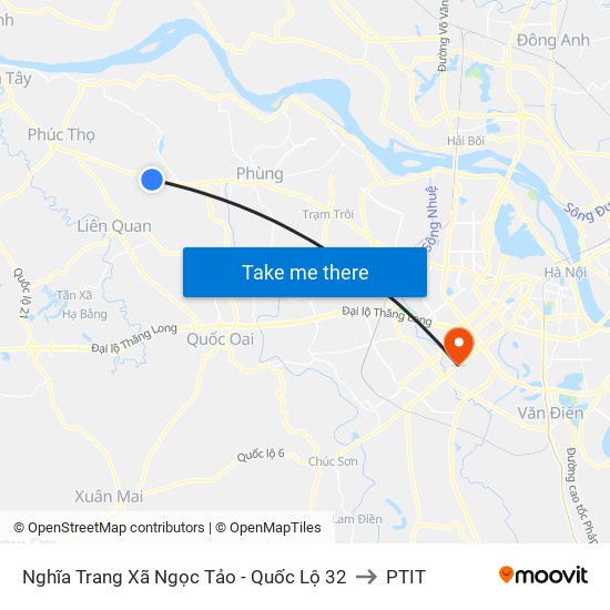 Nghĩa Trang Xã Ngọc Tảo - Quốc Lộ 32 to PTIT map