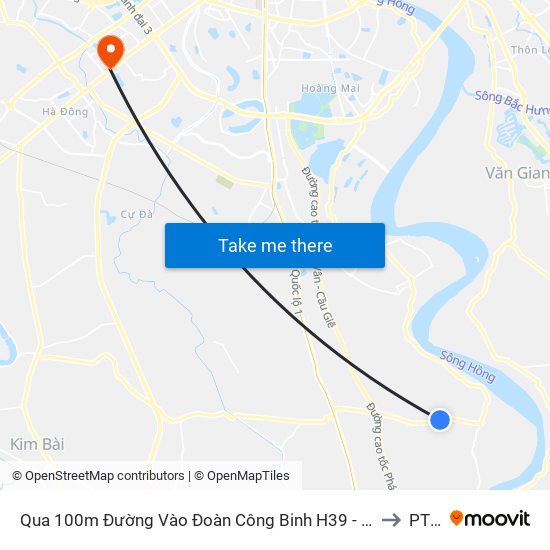 Qua 100m Đường Vào Đoàn Công Binh H39 - Tl 427 to PTIT map