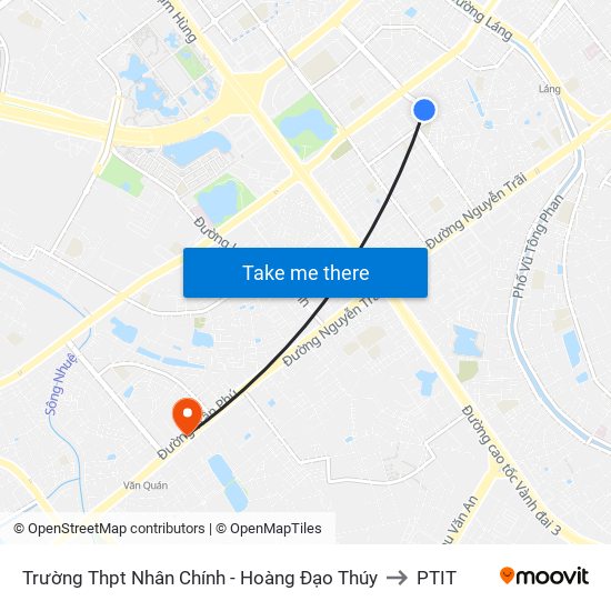 Trường Thpt Nhân Chính - Hoàng Đạo Thúy to PTIT map