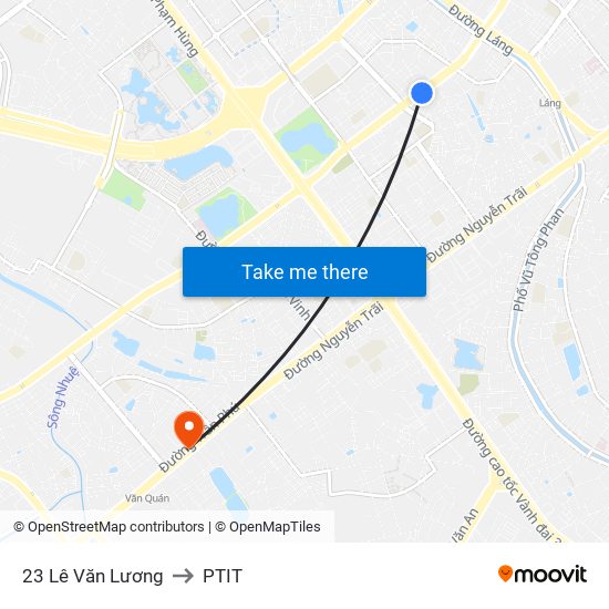 23 Lê Văn Lương to PTIT map