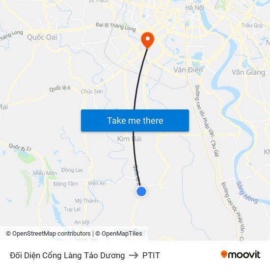 Đối Diện Cổng Làng Tảo Dương to PTIT map