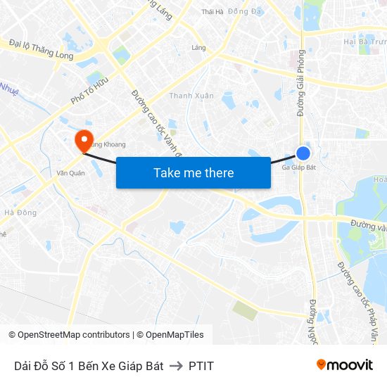Dải Đỗ Số 1 Bến Xe Giáp Bát to PTIT map
