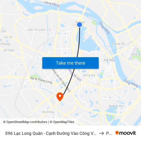 596 Lạc Long Quân - Cạnh Đường Vào Công Viên Nước Hồ Tây to PTIT map