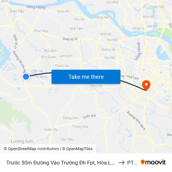 Trước 50m Đường Vào Trường Đh Fpt, Hòa Lạc to PTIT map