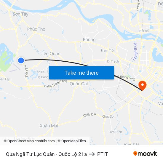 Qua Ngã Tư Lục Quân - Quốc Lộ 21a to PTIT map