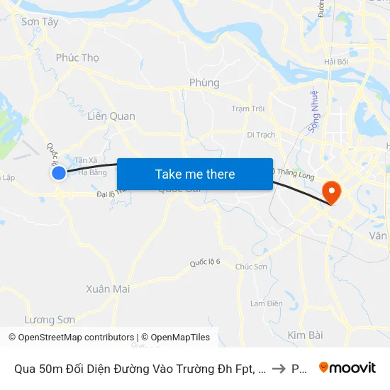 Qua 50m Đối Diện Đường Vào Trường Đh Fpt, Hòa Lạc to PTIT map