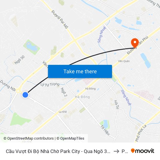 Cầu Vượt Đi Bộ Nhà Chờ Park City - Qua Ngõ 36 Lê Trọng Tấn (Hà Đông) to PTIT map