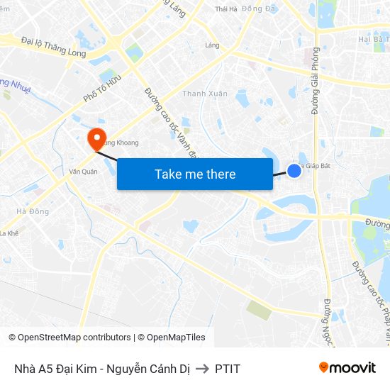 Nhà A5 Đại Kim - Nguyễn Cảnh Dị to PTIT map