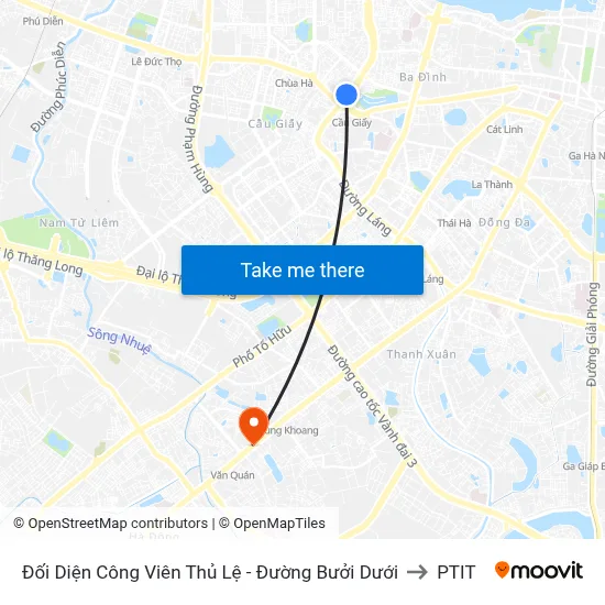 Đối Diện Công Viên Thủ Lệ - Đường Bưởi Dưới to PTIT map