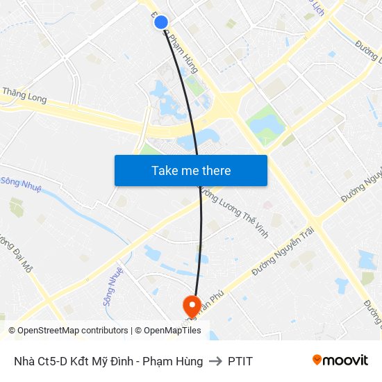 Nhà Ct5-D Kđt Mỹ Đình - Phạm Hùng to PTIT map