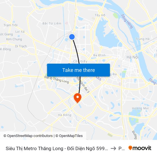 Siêu Thị Metro Thăng Long - Đối Diện Ngõ 599 Phạm Văn Đồng to PTIT map