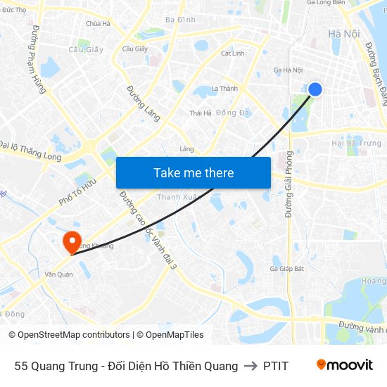 55 Quang Trung - Đối Diện Hồ Thiền Quang to PTIT map