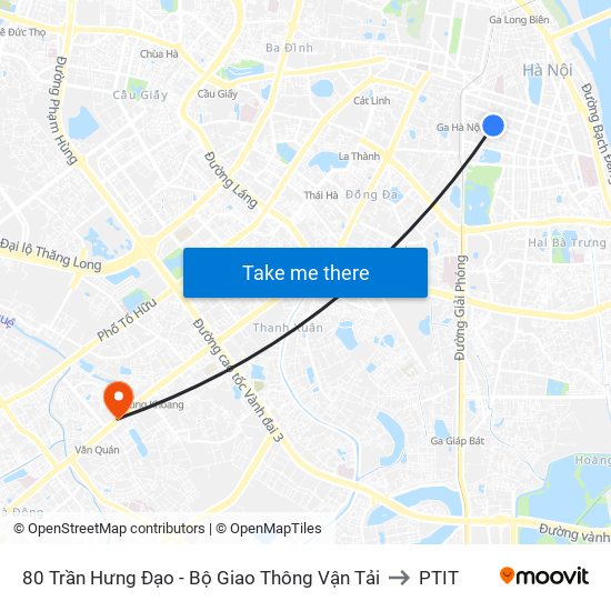 80 Trần Hưng Đạo - Bộ Giao Thông Vận Tải to PTIT map