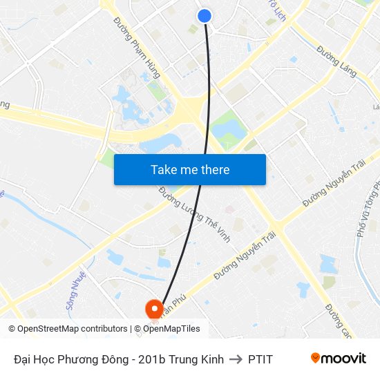 Đại Học Phương Đông - 201b Trung Kinh to PTIT map