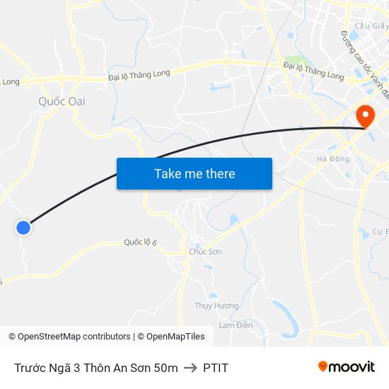 Trước Ngã 3 Thôn An Sơn 50m to PTIT map