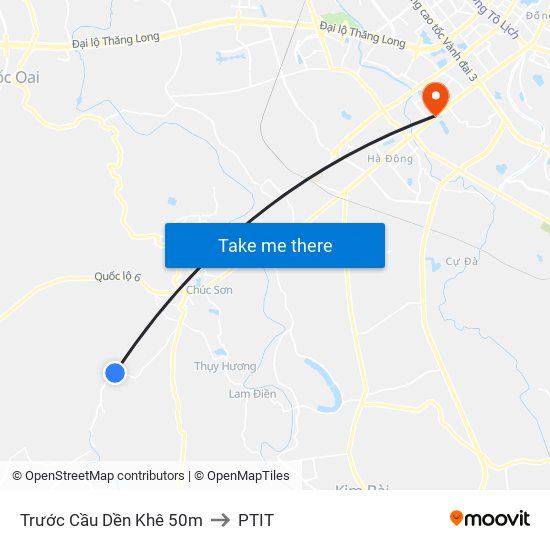 Trước Cầu Dền Khê 50m to PTIT map