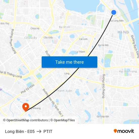 Long Biên - E05 to PTIT map
